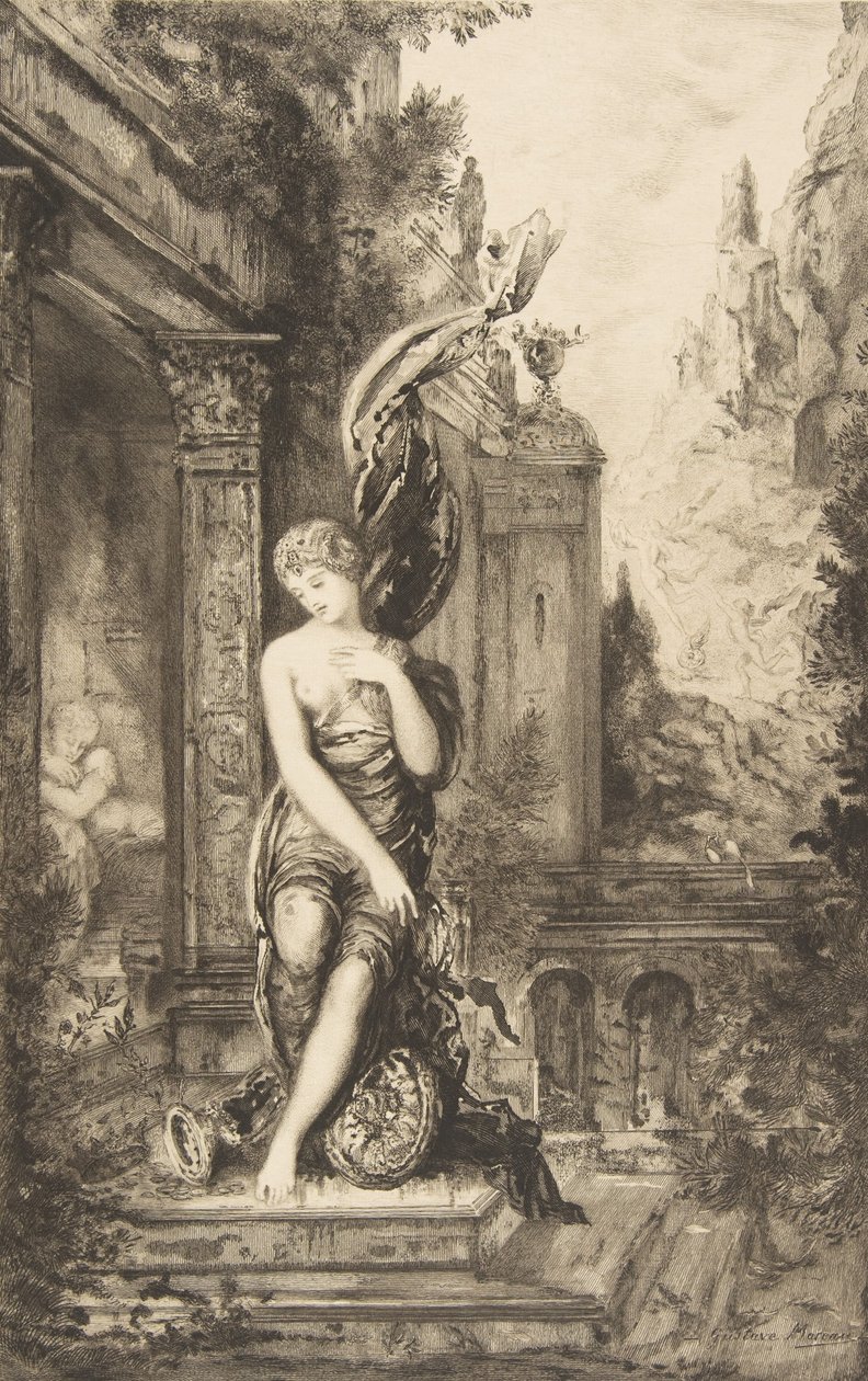 O homem que corre atrás da fortuna e aquele que a espera em sua cama, 1886. de Felix Bracquemond