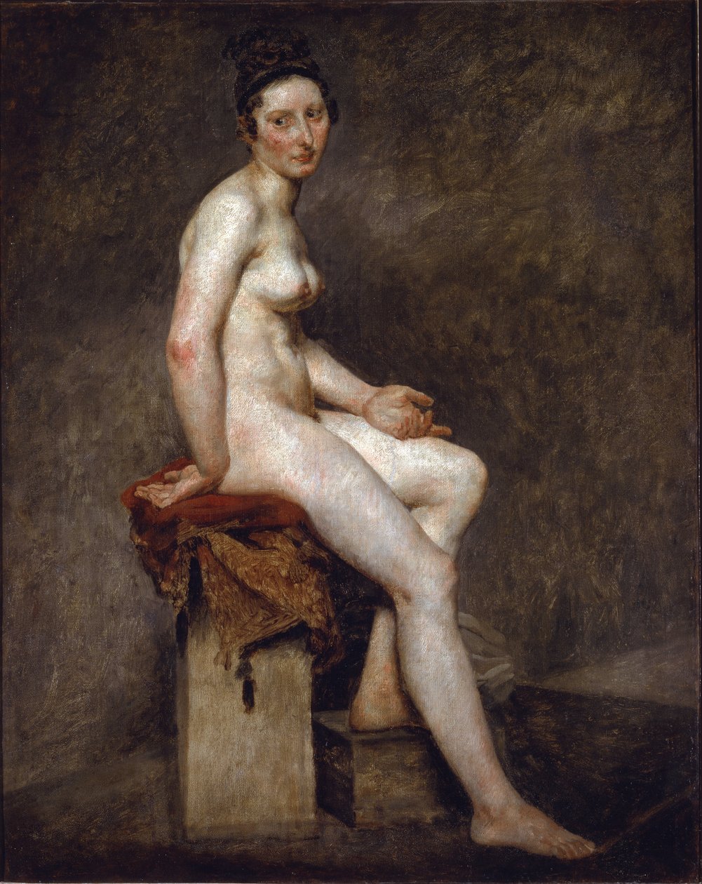 Sentada nua diz Miss Rose - Óleo sobre tela de Ferdinand Victor Eugene Delacroix