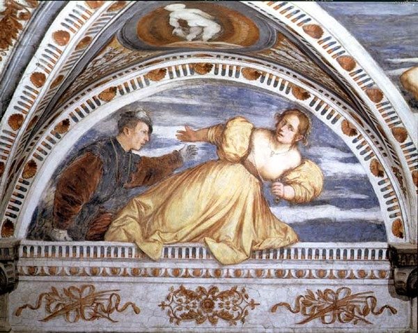 Tarquínio e Lucretia, luneta de Girolamo Romanino