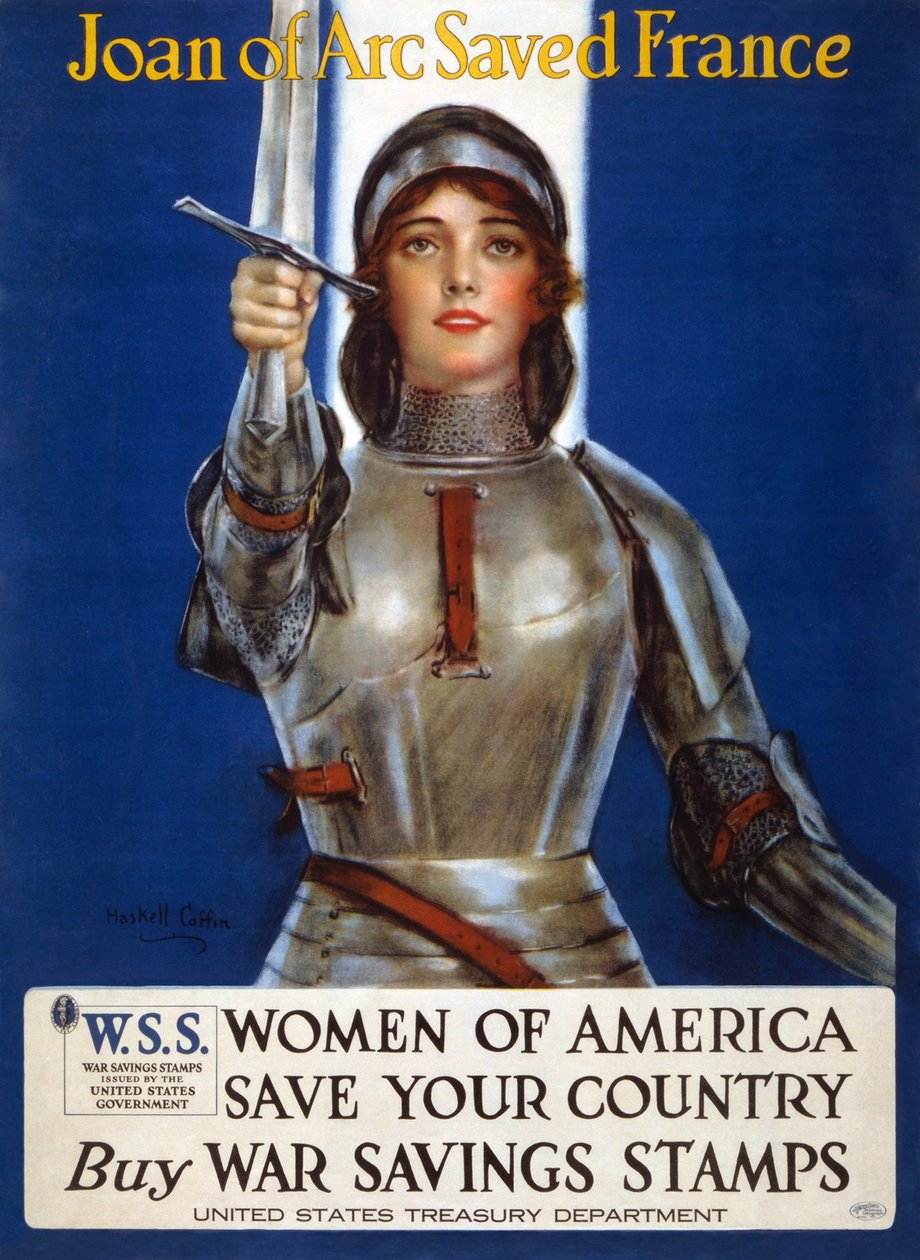 Joana d&39;Arc salvou a França - Mulheres da América, salve seu país Poster, 1918 de Haskell Coffin