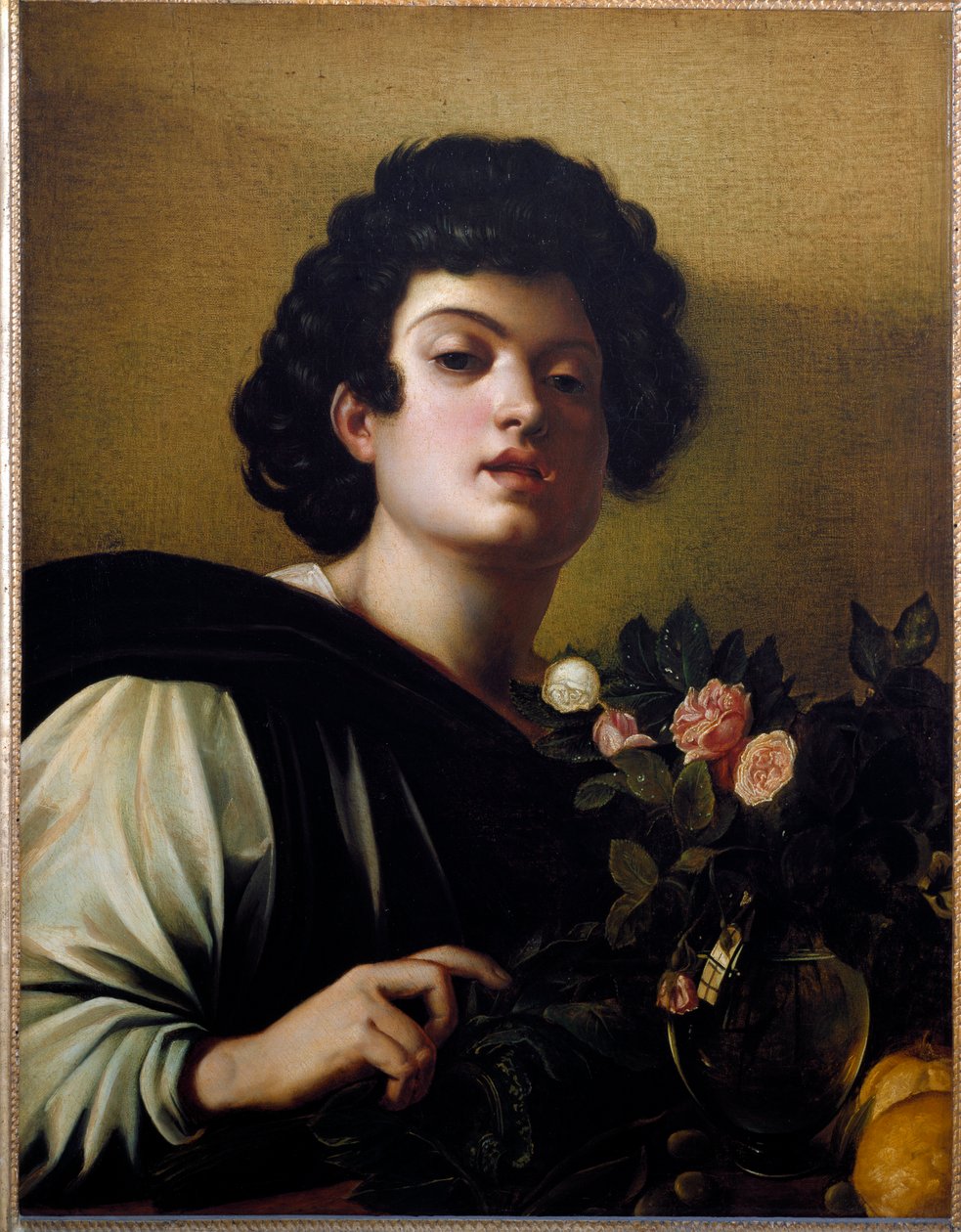 Menino no vaso das rosas de Michelangelo Merisi da Caravaggio