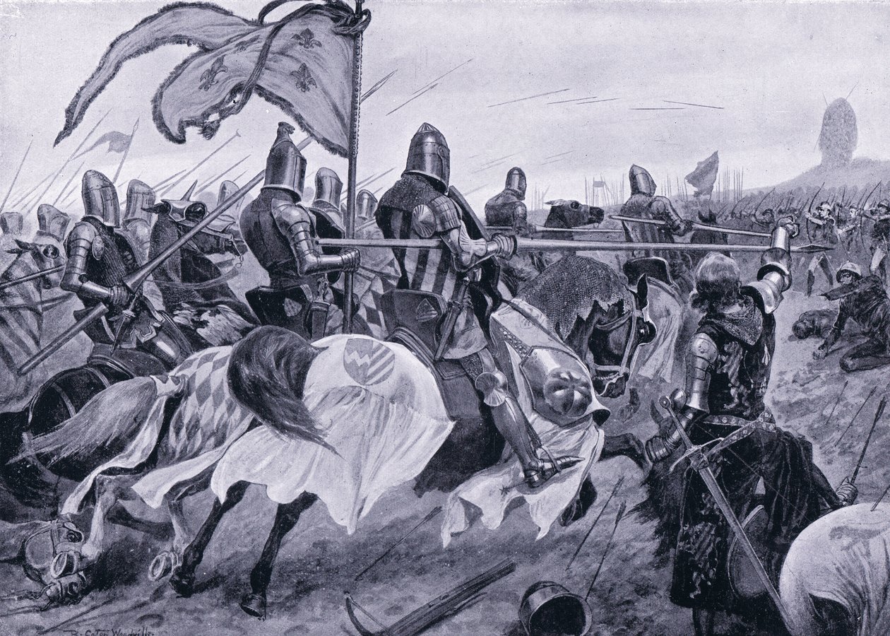 A Batalha de Crecy AD1346, década de 1920 de Richard Caton Woodville junior