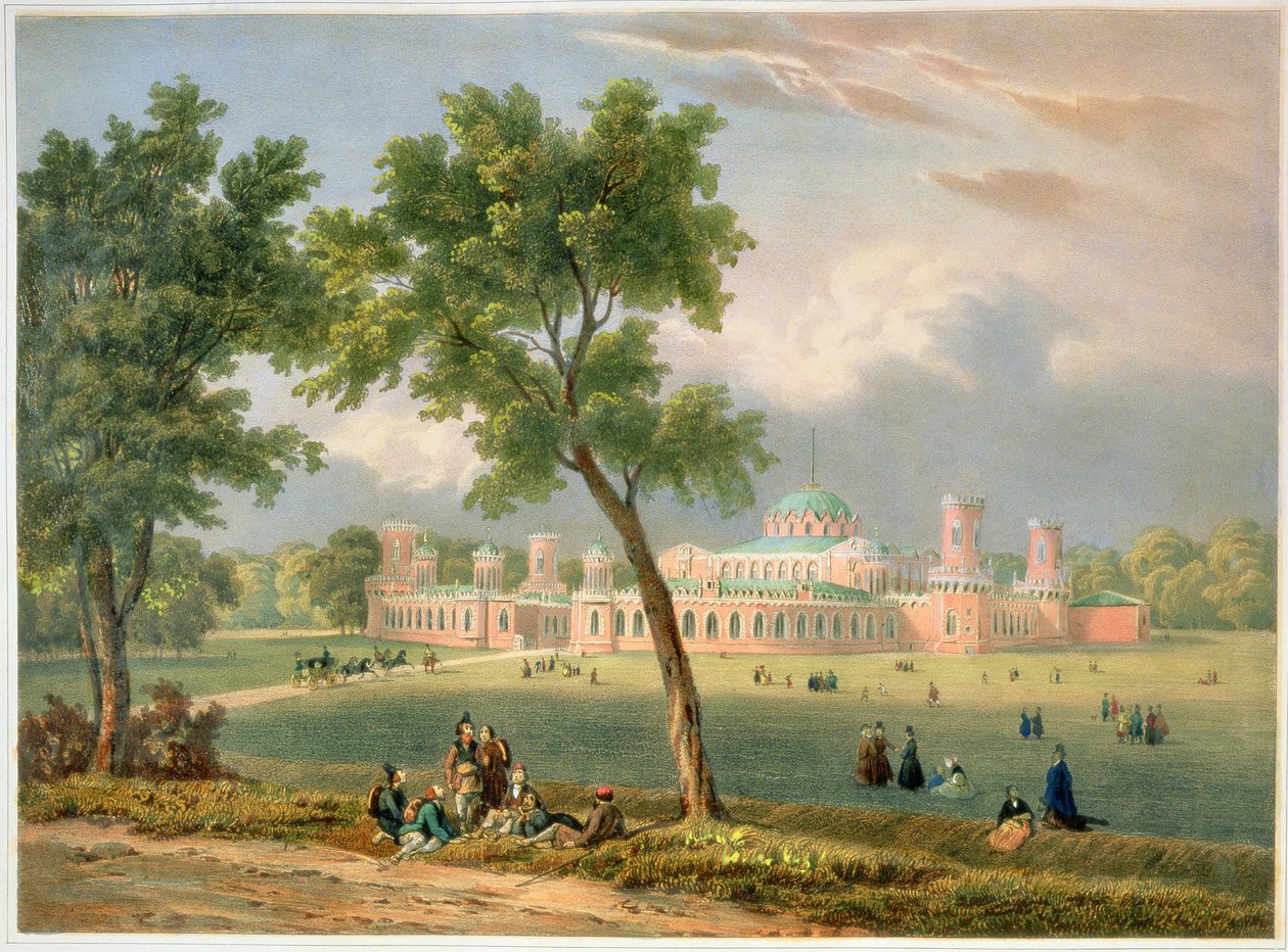 O Grande Palácio de Pedro em Moscou, impresso por Edouard Jean-Marie Hostein (1804-1889), publicado por Lemercier, Paris, 1840 de V. Adam