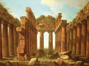 Figuras Admirando o Templo de Netuno em Paestum