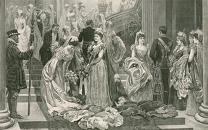 A primeira sala de desenho da temporada, ao pé da grande escadaria no Palácio de Buckingham de Arthur Hopkins