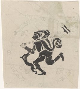 Desenho decorativo com caçador de lebres