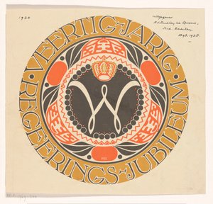 Emblema da Rainha Wilhelmina dos Países Baixos 40º jubileu do seu reinado