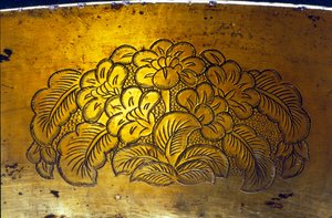 Detalhe de uma bacia gravada, dinastia Tang (prata dourada) (ver 206714)