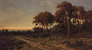 Paisagem com duas figuras ao pôr-do-sol
