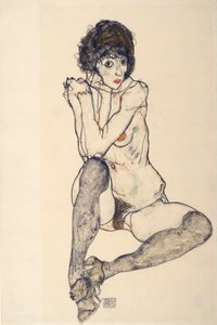 Nu feminino sentado, cotovelos descansando no joelho direito, 1914.