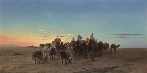 A caravana ao anoitecer de Eugene Alexis Girardet