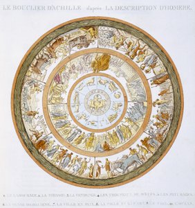 O escudo de Aquiles, após a descrição na Ilíada de Homero, 1815 (gravura colorida à mão)