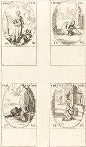 Santa Margarida de Antioquia, Santa Praxedes, Santa Maria Madalena, Santa Brígida da Suécia. de Jacques Callot