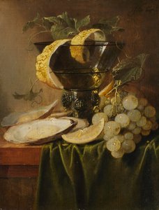 Ainda vida com um copo e ostras, ca. 1640 de Jan Davidsz de Heem