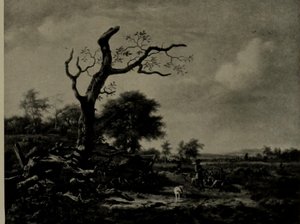 Holandês: Paisagem com caçadores em repouso A árvore sem folhas de Jan Wijnants