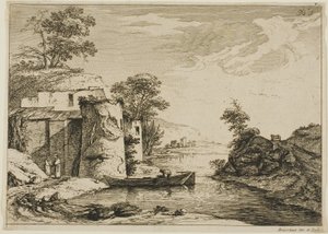 A velha torre à beira de um rio de Jean Jacques de Boissieu