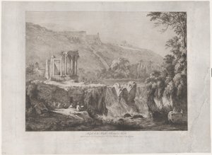 Vista do Templo da Sibila Tiburtina, 1809. de Jean Jacques de Boissieu