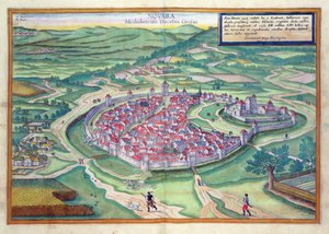Mapa de Novara, de &39;Mundo&39; pela Braun (1541-1622) e Franz Hogenbergh (1535-1590) c.1572-1617 de Joris Hoefnagel