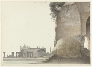 A Basílica de San Giovanni in Laterano, com o Templo de Minerva Medica em primeiro plano A Igreja de San Giovanni in Laterano, com o Templo de Minerva Medica em primeiro plano à direita, em Roma de Josephus Augustus Knip