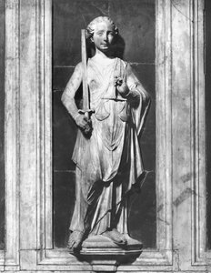 Justiça, do Monumento a Bernardo Giugni, c.1460 (mármore) (foto a p/b)