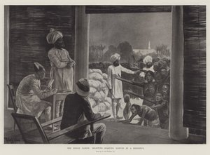 A fome indiana, aliviando os nativos famintos em uma residência