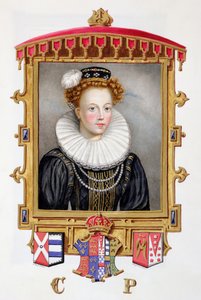 Retrato de Catarina Parr (1512-1548) Sexta Esposa de Henrique VIII como Jovem Viúva de &39;Memórias da Corte da Rainha Elizabeth&39;, publicada em 1825 (wc e guache sobre papel)