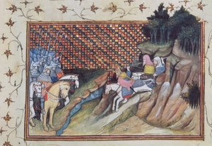 Harl 1319 f.9 MacNamara, o chefe irlandês vem conferir com o Conde de Gloucester, do 