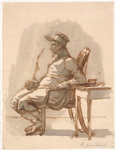 Homem com cachimbo e boné. O tio do artista de Wilhelm Marstrand