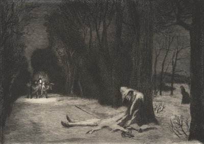 A morte de Matamore Capitão Fracasse, 1864. de Felix Bracquemond