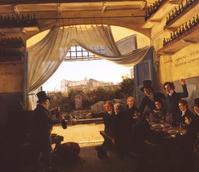 Príncipe Herdeiro Ludwig (1786-1868) na taberna do vinho espanhol em Roma, 1824 de Franz Ludwig Catel