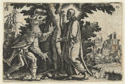 A tentação de Cristo pelo diabo
Vida de Cristo (título da série) de Georg Pencz