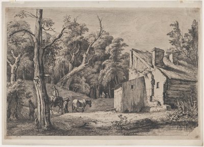Entrada para a Floresta de Brie com Chalé à Direita, 1772. de Jean Jacques de Boissieu