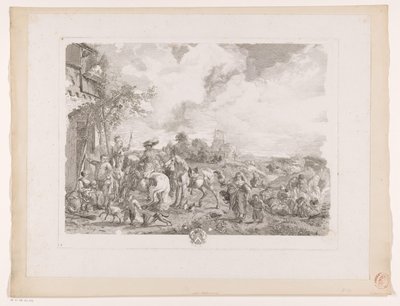Viajantes para uma estalagem
Os boémios
Impressões após pinturas de Philips Wouwerman (título da série)
Oeuvres de Ph.pe Wouwermans Hollandois (título da série) de Jean Moyreau
