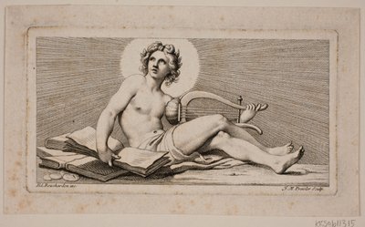 A vinheta. Um Apolo sentado com a harpa de Johan Martin Preisler