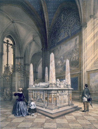 Túmulo de Gustavo I na Catedral de Uppsala, de &39;Desenhos depois da natureza, interiores e exteriores da Suécia&39;, publicado c.1853-64 de Karl Johann Billmark