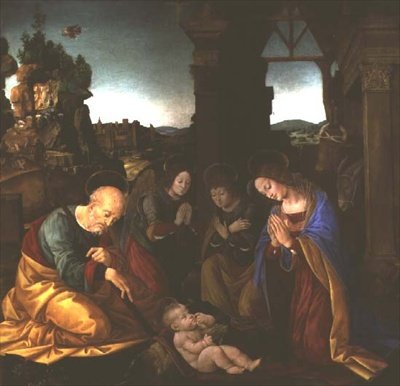 Madonna adorando a Criança Cristo de Lorenzo di Credi