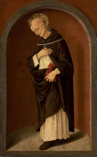 São Bernardino de Siena, num nicho esculpido de Lorenzo di Credi