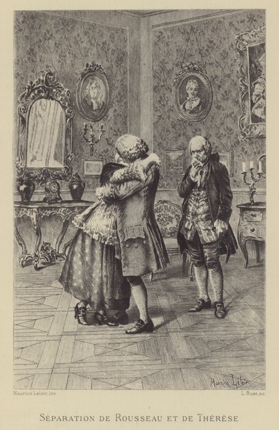 Separação de Rousseau e Therese (gravura) de Maurice Leloir