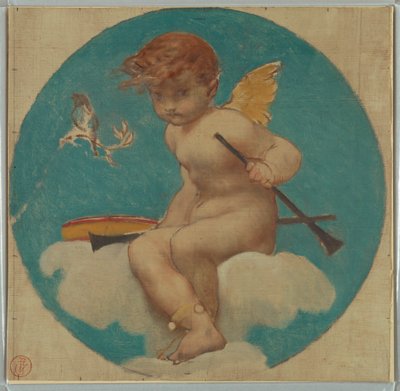 Estudo para Roundel com Putto Holding Attributes of Music de Pierre Victor Galland