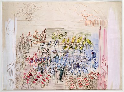 A Orquestra Sinfónica (aguarela sobre papel) de Raoul Dufy