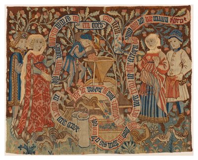 Painel de tapeçaria representando o Moleiro Desonesto, de Basileia de Swiss School